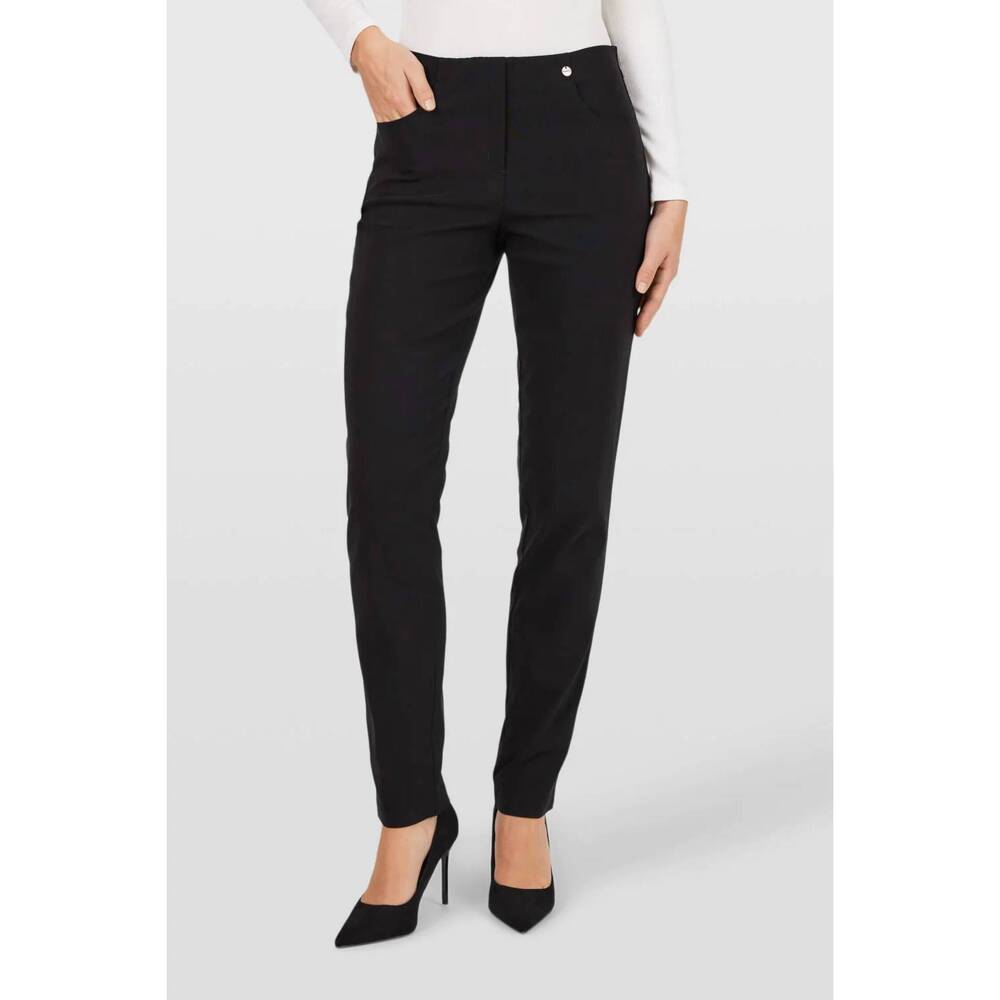 NEW ROBELL bella lyocell pull-on slim fit trousers in black